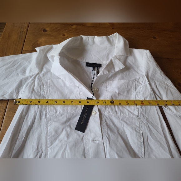 NWT Donna Karan New York white, bottom down shirt. - Picture 9 of 9